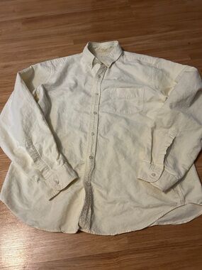 J. Crew Men's Light Cream Button-Down Shirt Vintage Oxford